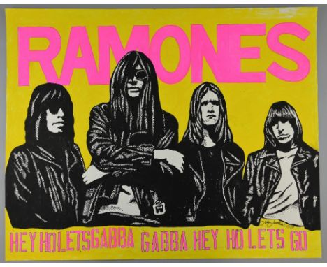 Ramones - Hey Ho Lets Gabba Gabba Hey Ho Lets Go, original painted poster artwork by John Judkins, signed & dated John Judkin