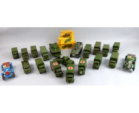 Collection Dinky and other makers  die-cast  military toy trucks tanks and cars.  