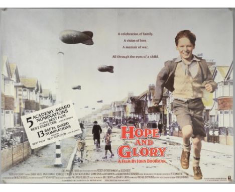 Seven British Quad film posters including Hope and Glory, Who Framed Roger Rabbit, Buster, Care Bears Adventures In Wonderlan