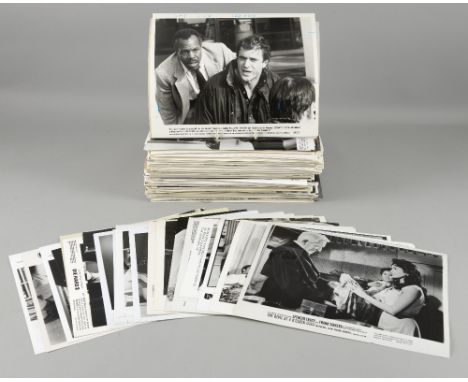 400+ vintage black & white film stills, mainly 10 x 8 inches including Judge Dredd, Marlon Brando, Leon, Blacula, Die Hard 2,