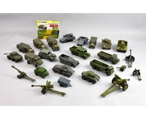 Collection of Dinky, Corgi  and other makers die-cast tanks and military vehicles .  