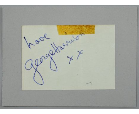 The Beatles - George Harrison signed vintage autograph card.  