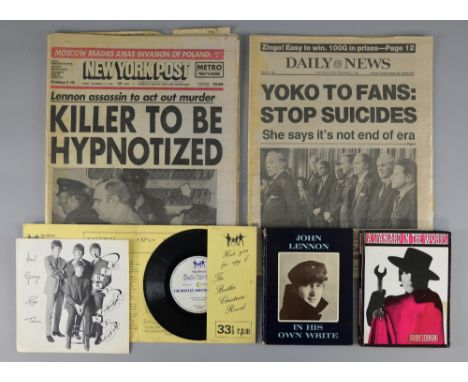 The Beatles - No. 2 flexi disc with fan club letter, John Lennon 'In His Own Words' first edition & 'A Spaniard In The Works'