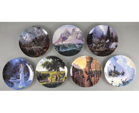 J R R Tolkien / Lord of The Rings - Bilbo figure H.N.2914 by Royal Doulton and 7 Wedgwood/Danbury Mint plates, illustrations 
