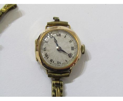 VINTAGE GOLD CASED WRIST WATCH, lady's gold cased wrist watch on a part plated strap, watch approx 10 grams