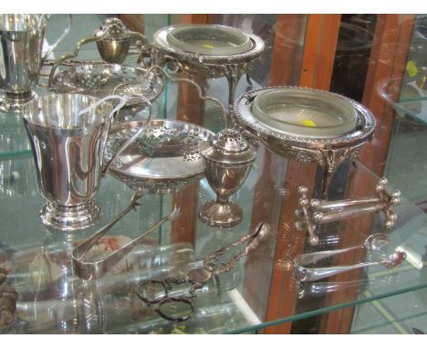 SILVER PLATE, mixed lot consisting of tankard, revolving butter dish, sugar snips, etc