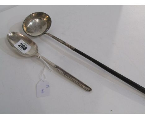 BALEEN HANDLED BRANDY SAUCE LADLE, also early Georgian marrow scoop end table spoon