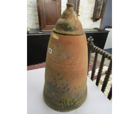 RHUBARB FORCER, antique earthenware rhubarb forcer with lid, 57cm height