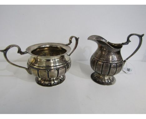 SILVER CREAM JUG &amp; SUCRIER, both of fluted base design, London 1922, 424 grams
