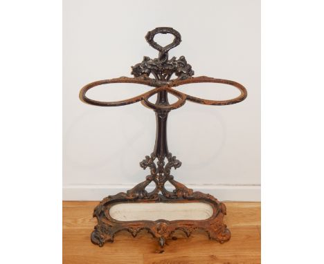 A Coalbrookdale cast iron stick stand, of leaf and vine decoration, H. 74cm.