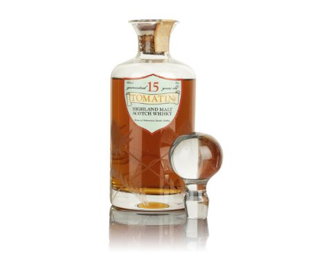  Tomatin-15 year oldDistilled at Tomatin Distillery.Crystal decanter. Driven cork, wax sealed. In original presentation case,