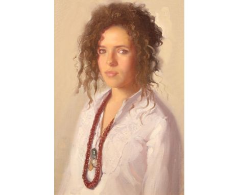 Robbie Wraith ARR Framed oil on canvas 'Portrait of a young woman' 62cm x 46cm No frame, oil on canvas is in excellent condit