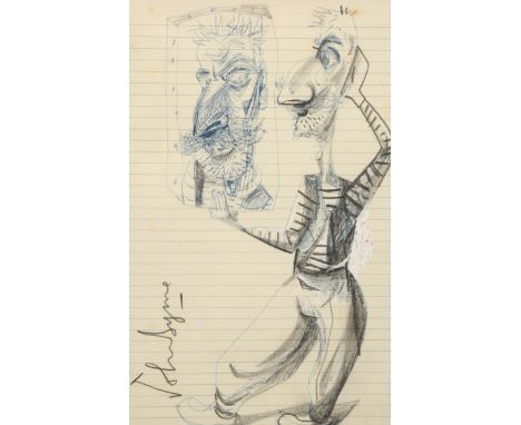 John Byrne (Scottish Born 1940)   ARRFramed pen and ink sketch, signed'Self Portrait'20cm x 13cm