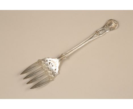 Victorian silver serving fork. Assay marked London 1859, makers mark SW, 146g