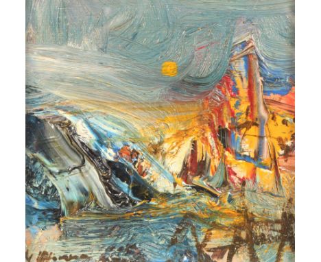Nael Hanna (Scottish/Iraqi born 1959)   ARRFramed oil on board, signed'Moon Light over Carrot hill, Angus'13cm x 13cm