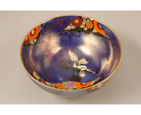 Carlton ware lustre bowl in the fairy silhouette pattern, designed by Violet Elmer, pattern number 3564. Height 12cm diameter