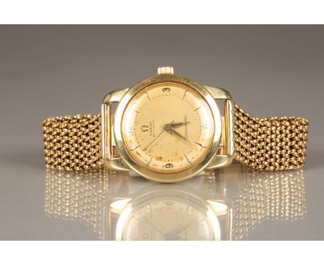 Gents 18 carat gold Omega Seamaster wrist watch with a replacement 18 carat gold mesh bracelet strap, automatic movement, ori