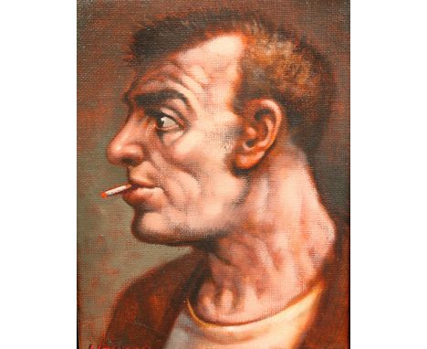 Peter Howson OBE (Scottish born 1958) ARR Framed oil on canvas, signed 'Driver 1997' 20.5cm x 15.5cm&nbsp; Provenance: Flower