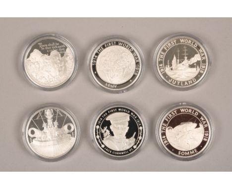 The Royal Mint First World War 2016 UK £5 Silver proof six coin set No454