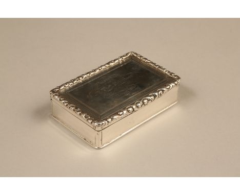 Victorian silver snuff box with moulded floral edge and engine turned decoration. Assay marked Birmingham 1837 by Edward Smit