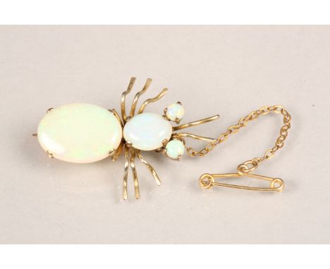 Ladies opal beetle brooch mounted on yellow metal tested as 9 carat gold Stones are a good colour. There is one chip to the u