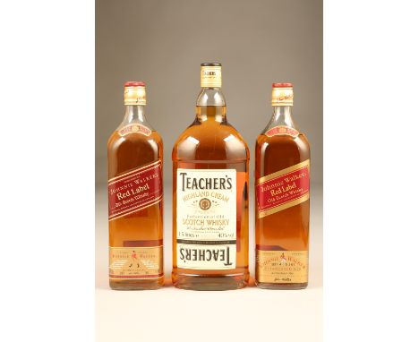 Teachers Highland Cream Old Scotch Whisky 1.5 litres 40% vol. Johnnie Walker Red Label Old Scotch Whisky 1 litre 43% vol. Joh