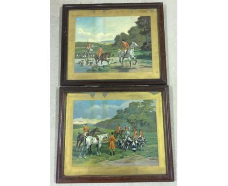 Set of 2 French hunting prints, 54 x 45cm approx.