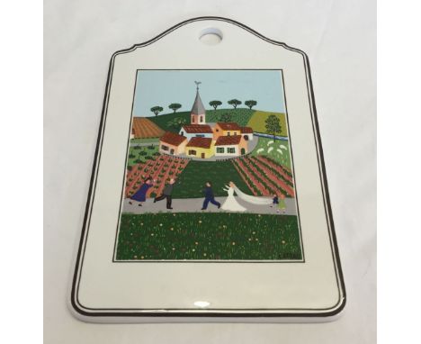 Villeroy & Boch Naif wedding design ceramic cheese board/wall plaque.  Measures approx 22cm x 14cm.