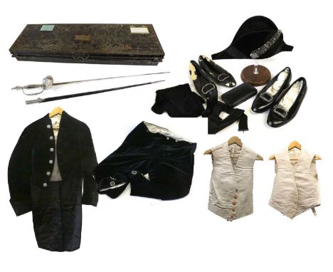 A Late 19th/Early 20th Century Court Dress Uniform to Lord Westbury M.C., D.L., comprising a black silk bicorn hat with silve