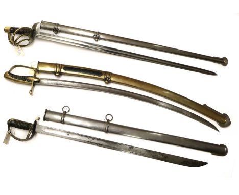 A Copy of a French AN XIII Cuirassier's Sword, with double fullered steel blade, brass 'honeysuckle' three bar hilt and wire 