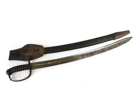 A Mid-19th Century West Riding Constabulary Hanger, the 59cm broad fullered single edge steel blade double edged for the last