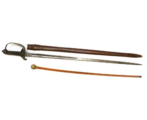 An Edwardian 1854 Pattern Infantry Officer's Sword, the 83cm single edge fullered steel blade etched with crowned Royal cyphe