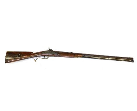 A 19th Century Percussion Hunting Rifle by Green of London, .625 calibre, the 71cm octagonal browned steel barrel with brass 