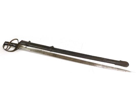 A Victorian 1853 Pattern Cavalry Trooper's Sword, the 86.5cm single edge broad fullered steel blade with traces of inspector'