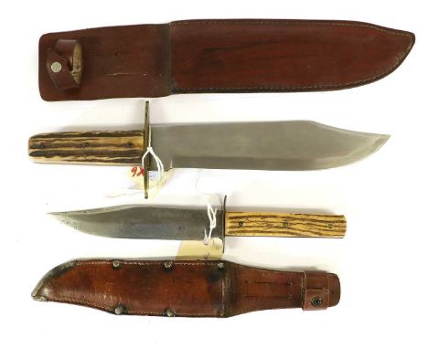 A German "Original" Bowie Knife, the 18cm clip-point steel blade stamped Original Bowie Knife, with sunburst logo and maker's