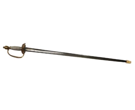 A 1796 Pattern Infantry Officer's Sword, the 71cm single edge fullered steel blade engraved with crowned GR cypher and Royal 