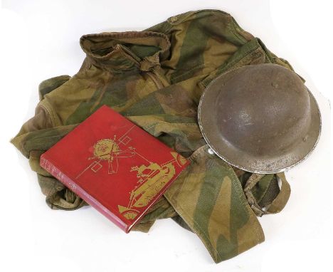 A Second World War British Airborne Troop's Smock, first version, in camouflaged cotton drill with half zip and knitted cuffs
