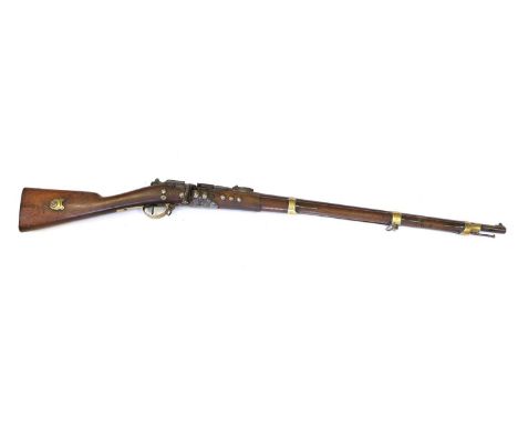 A French Model 1874 Gras 11mm Bolt-action Rifle, the 70.5cm barrel stamped with various proof marks, the action marked Manufa