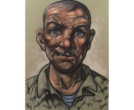 * PETER HOWSON OBE (SCOTTISH b 1958), PETERHEAD INMATE pastel on paper, signed and dated '07 60cm x 45cm Mounted, framed and 