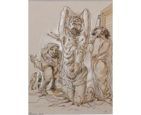 * PETER HOWSON OBE (SCOTTISH b 1958), ROAD TO RECOVERY mixed media, signed and dated 2012 30cm x 20cm Mounted, framed and und