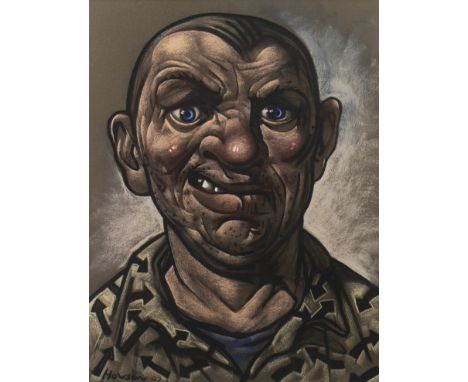 * PETER HOWSON OBE (SCOTTISH b 1958), OFFENDER pastel on paper, signed and dated '07 60cm x 45cm Mounted, framed and under gl