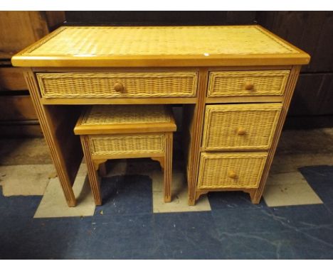 A Rattan Style Dressing Table and Stool