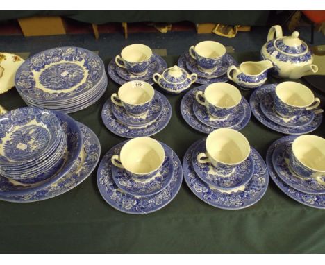 A Wood & Sons Blue and White Dinner and Tea Service 