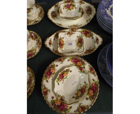 A Collection of Seven Royal Albert Old Country Rose Plates, Trinket Dishes and Bowl