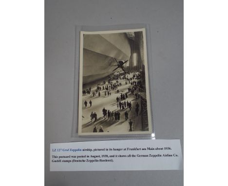 A Vintage Postcard Depicting Zeppelin LZ127 Posted in Germany 1938 Complete with all Company Stamps 