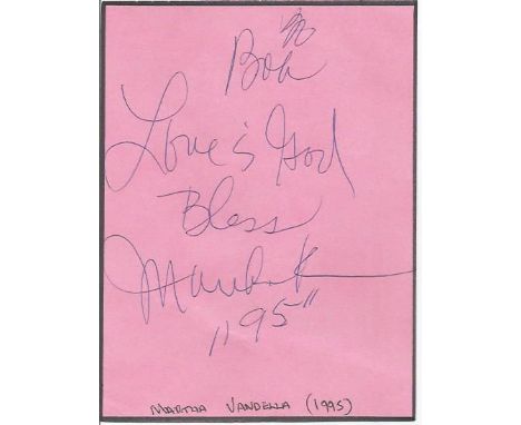 Martha Reeves signed album page. American R&B and pop singer and former politician, and is the lead singer of the Motown girl