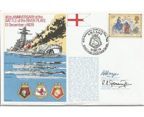 Adml Sir Desmond Dreyer and Cmdr R Jennings signed 40th anniversary of the battle of the river plate cover. Good Condition. A