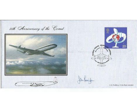 John Cunningham DSO DFC WW2 top Nightfighter ace signed 1999 Comet 50th ann FDC, he was the test pilot who flew the first Com