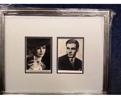 Vivian Leigh & Laurence Olivier signed 7 x 5 portrait photos professionally framed and mounted to an overall size of 19 x 17 