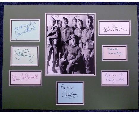 Dads Army autograph album pages signed by Arthur Lowe, Clive Dunn, James Beck, John Laurie, John Le Mesurier, Arnold Ridley, 